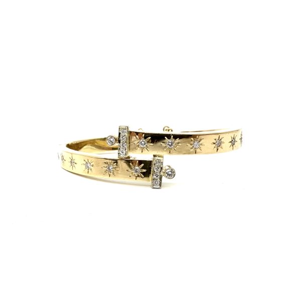 bijou occasion bijouterie frot guilde 18 carats 750 millièmes bracelet jonc ouvrant diamants