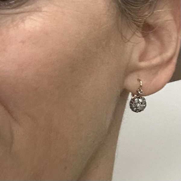 bijou occasion bijouterie frot guilde 18 carats 750 millièmes boucles oreilles dormeuses platine or jaune diamants