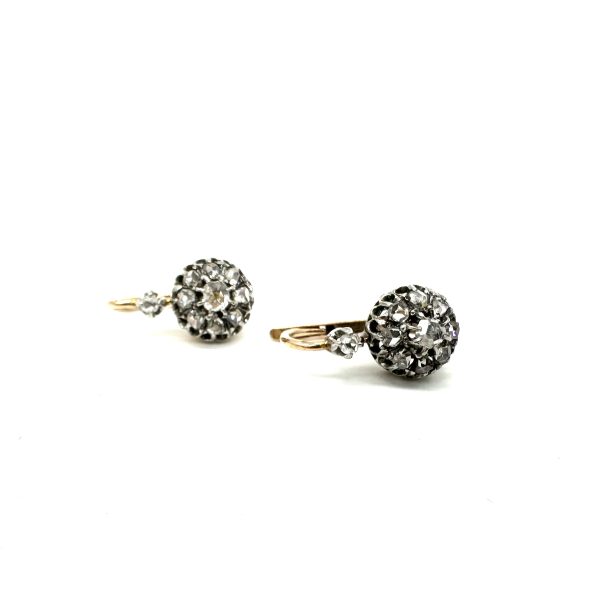 bijou occasion bijouterie frot guilde 18 carats 750 millièmes boucles oreilles dormeuses platine or jaune diamants