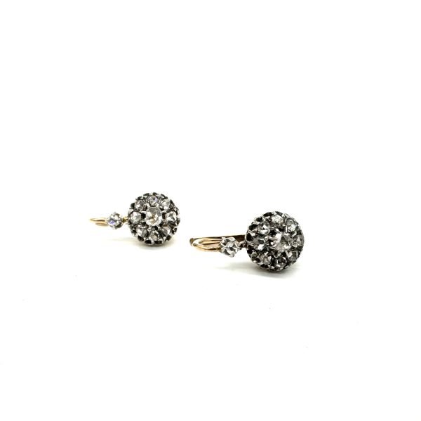 bijou occasion bijouterie frot guilde 18 carats 750 millièmes boucles oreilles dormeuses platine or jaune diamants