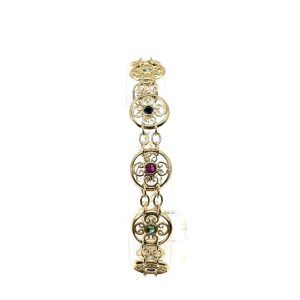 bijou occasion bijouterie frot guilde collier or jaune 750 18 carats filigrane saphirs émeraudes rubis bracelet