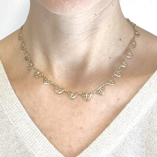 bijou occasion bijouterie frot guilde collier or jaune 750 18 carats filigrane fantaisie