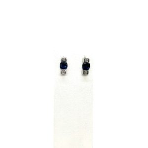bijou occasion bijouterie frot guilde or blanc 750 18 carats boucles oreilles saphirs diamants