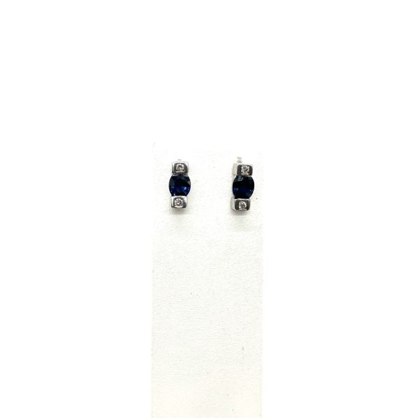 bijou occasion bijouterie frot guilde or blanc 750 18 carats boucles oreilles saphirs diamants