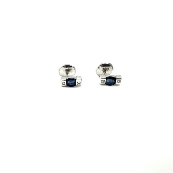 bijou occasion bijouterie frot guilde or blanc 750 18 carats boucles oreilles saphirs diamants