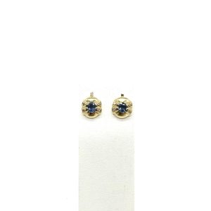 bijou occasion bijouterie frot guilde or jaune 750 18 carats boucles oreilles saphirs diamants