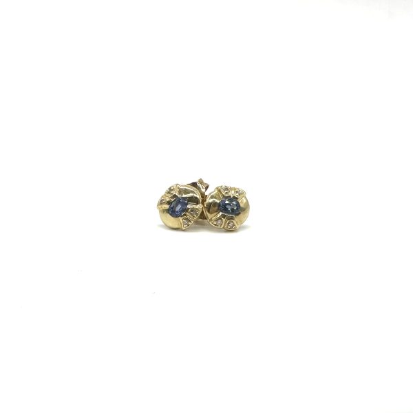 bijou occasion bijouterie frot guilde or jaune 750 18 carats boucles oreilles saphirs diamants