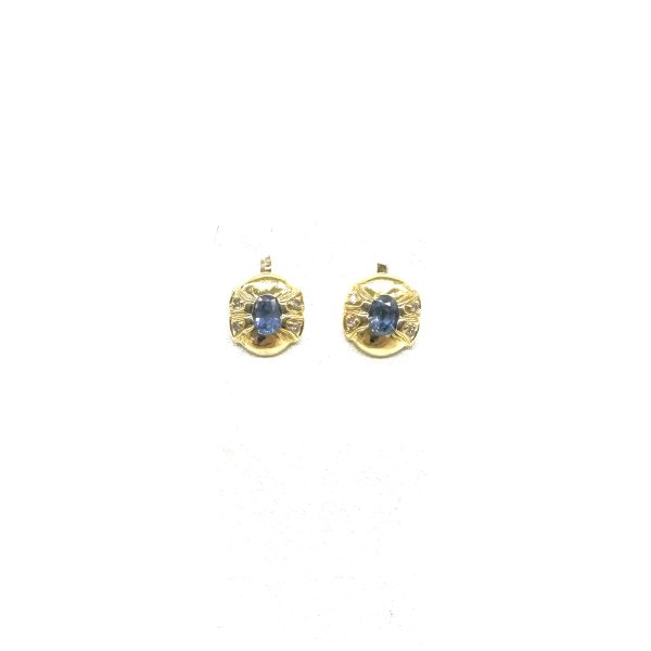 bijou occasion bijouterie frot guilde or jaune 750 18 carats boucles oreilles saphirs diamants