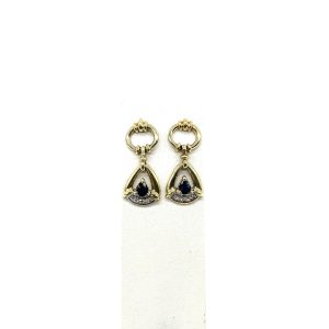 bijou occasion bijouterie frot guilde or blanc jaune bicolore 750 18 carats boucles oreilles saphirs