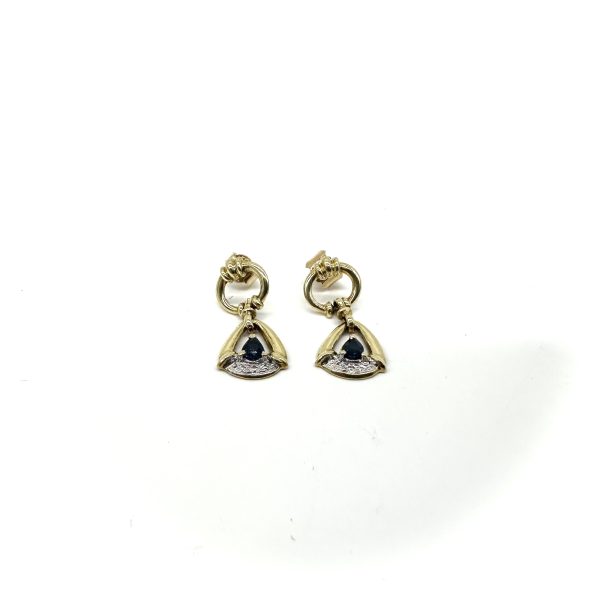 bijou occasion bijouterie frot guilde or blanc jaune bicolore 750 18 carats boucles oreilles saphirs