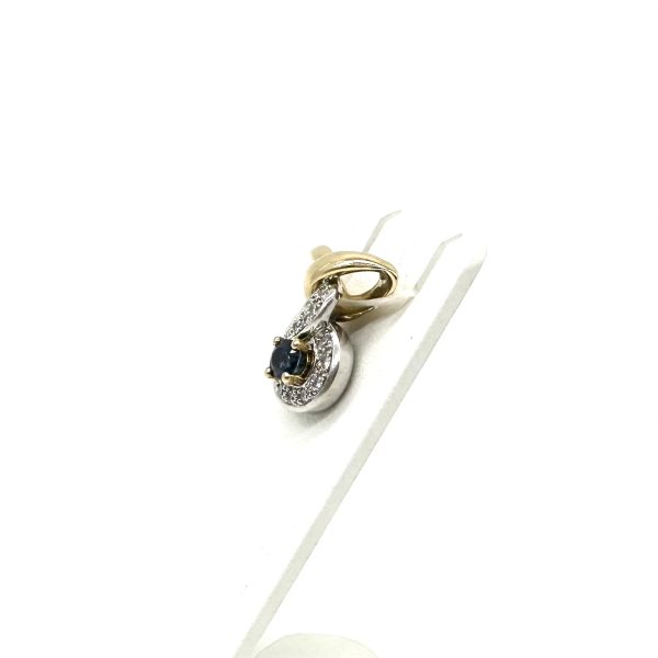 bijou occasion bijouterie frot guilde or jaune blanc bicolore 750 18 carats pendentif saphir diamant