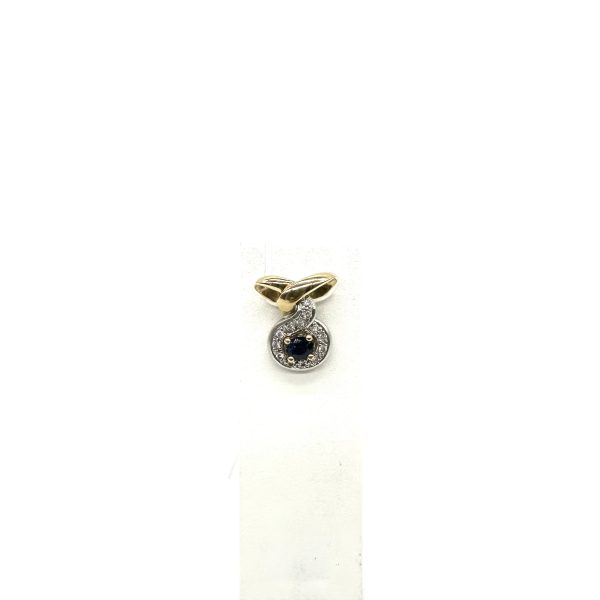 bijou occasion bijouterie frot guilde or jaune blanc bicolore 750 18 carats pendentif saphir diamant
