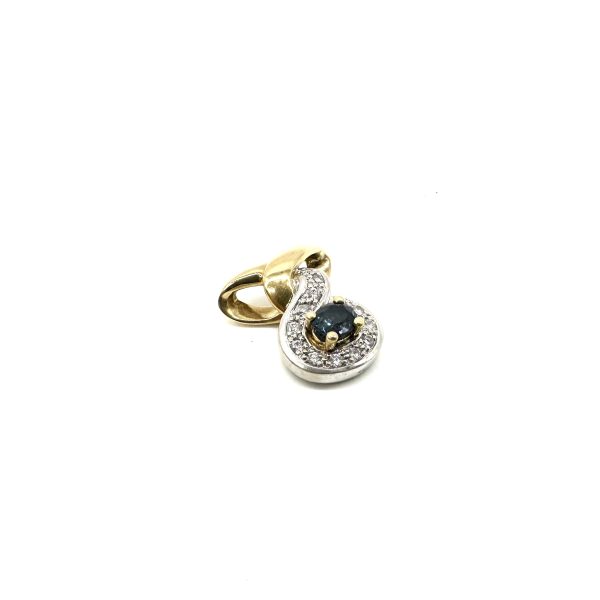 bijou occasion bijouterie frot guilde or jaune blanc bicolore 750 18 carats pendentif saphir diamant