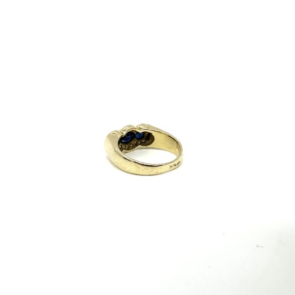 bijou occasion bijouterie frot guilde or jaune 750 18 carats bague saphir diamant trilogie