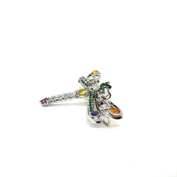 Broche libellule pierres fines et diamants – Image 9