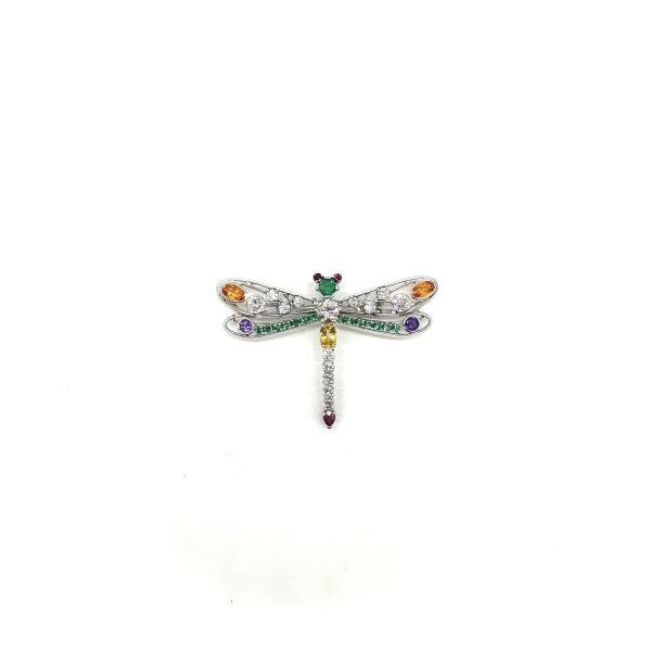 Broche libellule pierres fines et diamants – Image 6