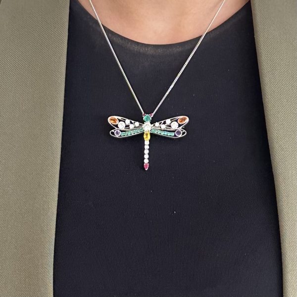 Broche libellule pierres fines et diamants – Image 4