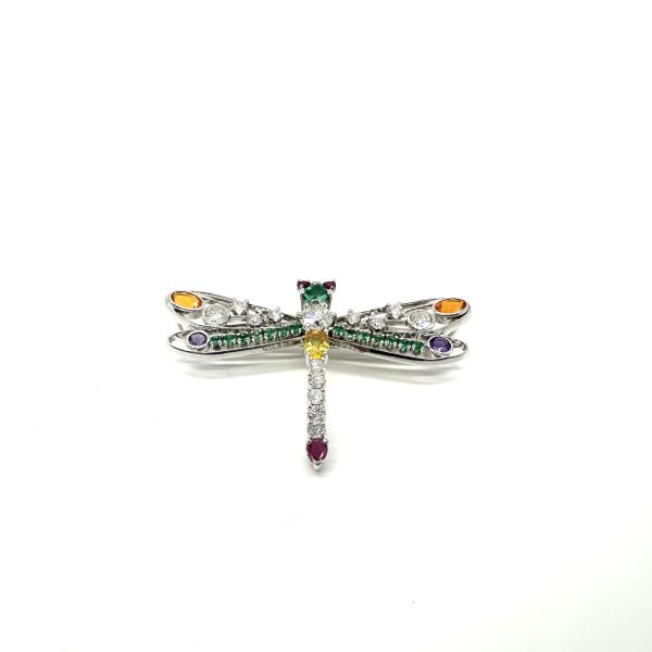 Broche libellule pierres fines et diamants – Image 5