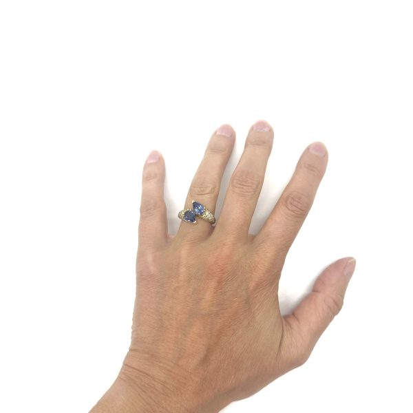 bijou occasion bijouterie frot guilde or jaune 750 18 carats bague saphirs diamants toi et moi