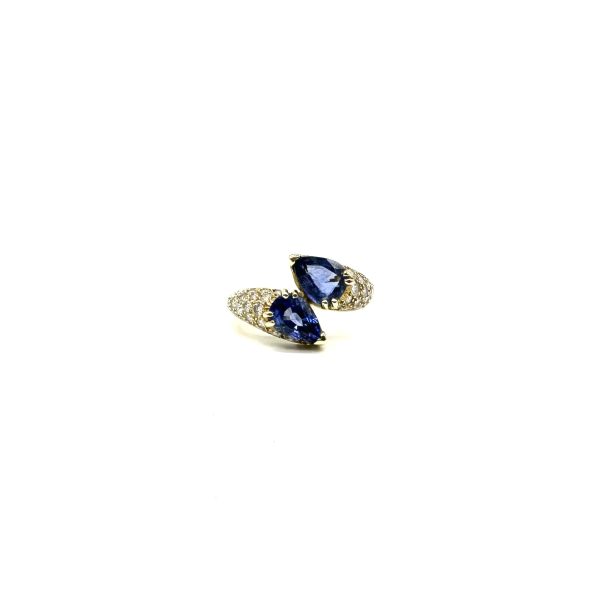 bijou occasion bijouterie frot guilde or jaune 750 18 carats bague saphirs diamants toi et moi