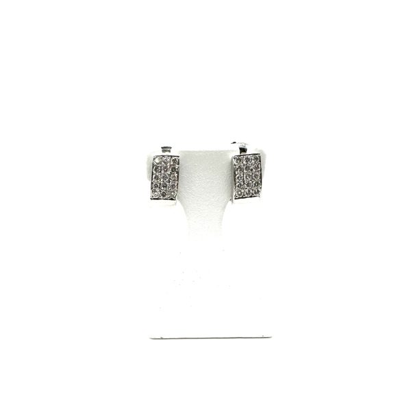 bijou occasion bijouterie frot guilde or blanc 750 18 carats boucles oreilles diamants pavage