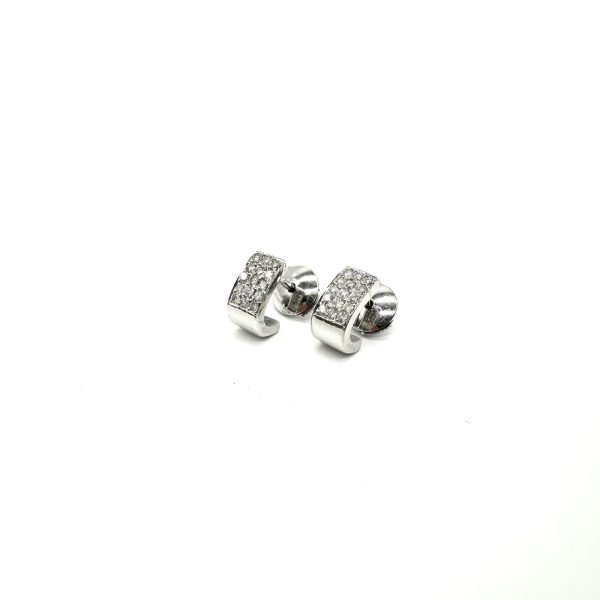 bijou occasion bijouterie frot guilde or blanc 750 18 carats boucles oreilles diamants pavage