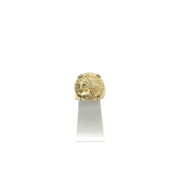 bijou occasion bijouterie frot guilde or jaune 750 18 carats bague chevalière tête indien